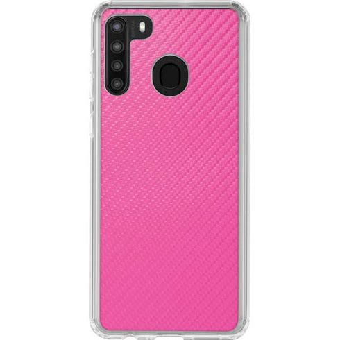 Pink Carbon Fiber Specialty Material Galaxy A21 Clear Case