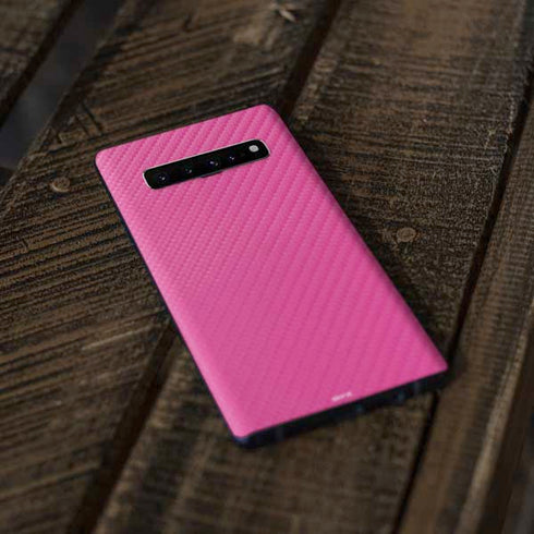 Pink Carbon Fiber Specialty Material Galaxy S10 Plus Skin