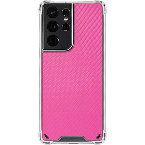 Pink Carbon Fiber Specialty Material Galaxy S21 Ultra 5G Clear Case