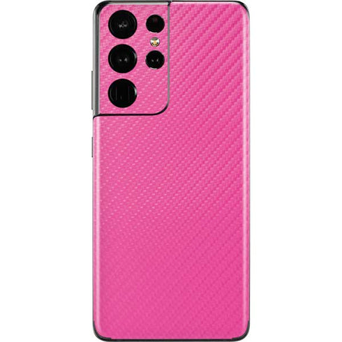 Pink Carbon Fiber Specialty Material Galaxy S21 Ultra 5G Skin