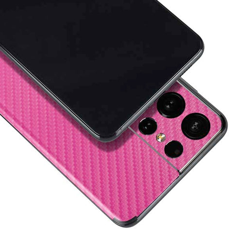 Pink Carbon Fiber Specialty Material Galaxy S21 Ultra 5G Skin