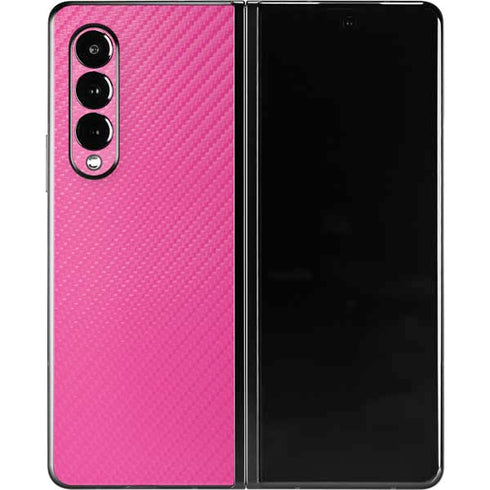 Pink Carbon Fiber Specialty Material Galaxy Z Fold3 5G Skin
