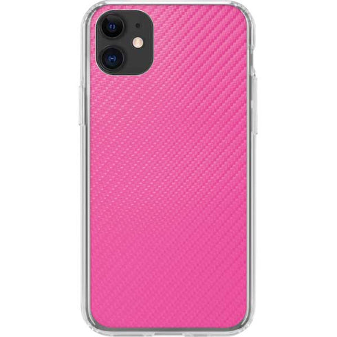 Pink Carbon Fiber Specialty Texture Material iPhone 11 Clear Case