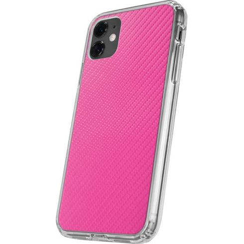Pink Carbon Fiber Specialty Texture Material iPhone 11 Clear Case