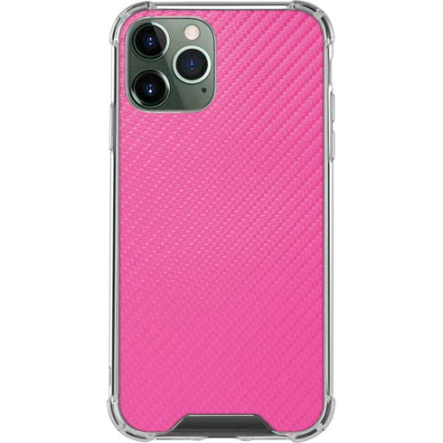 Pink Carbon Fiber Specialty Texture Material iPhone 11 Pro Max Clear Case