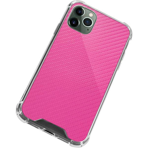 Pink Carbon Fiber Specialty Texture Material iPhone 11 Pro Max Clear Case