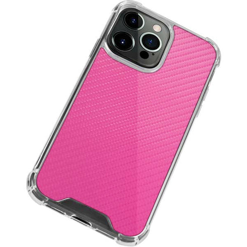 Pink Carbon Fiber Specialty Material iPhone 13 Pro Clear Case