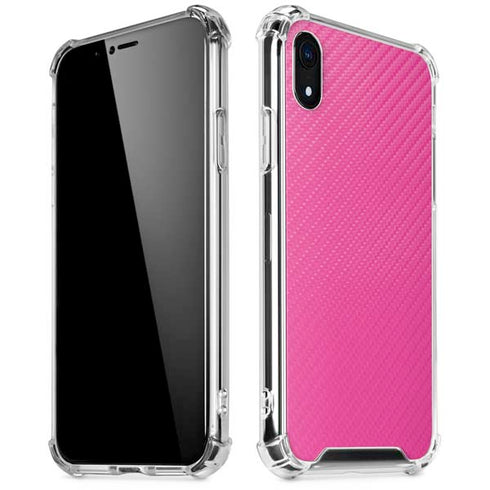 Pink Carbon Fiber Specialty Texture Material iPhone XR Clear Case