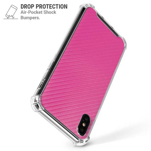 Pink Carbon Fiber Specialty Texture Material iPhone XS Max Clear Case