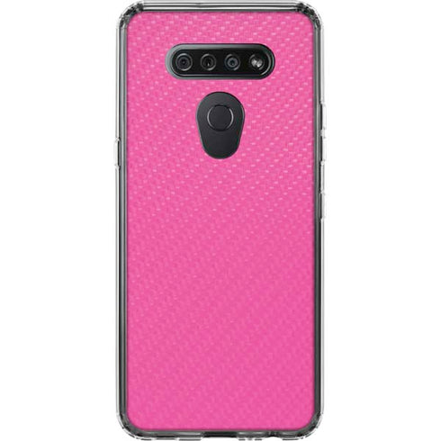 Pink Carbon Fiber Specialty Texture Material LG K51/Q51 Clear Case