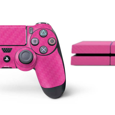 Pink Carbon Fiber Specialty Material PS4 Console and Controller Bundle Skin