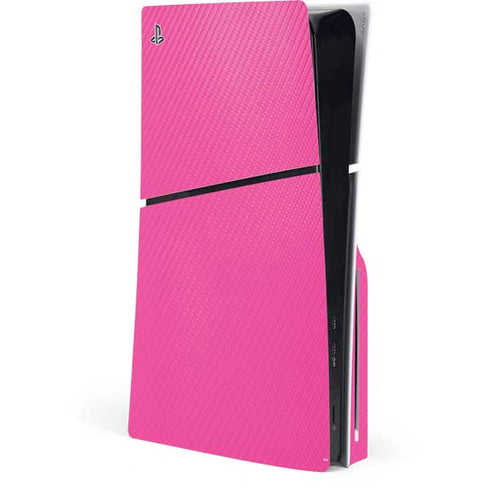 Pink Carbon Fiber Specialty Texture Material PS5 Slim Disk Console Skin
