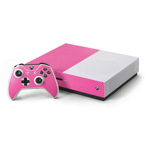 Pink Carbon Fiber Specialty Material Xbox One S Console and Controller Bundle Skin