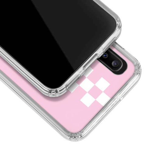 Pink Checkerboard Galaxy A20 Clear Case