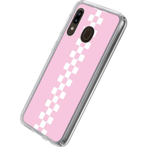 Pink Checkerboard Galaxy A20 Clear Case