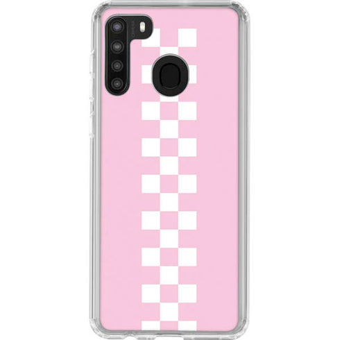 Pink Checkerboard Galaxy A21 Clear Case