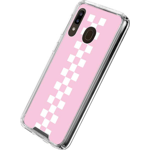 Pink Checkerboard Galaxy A30 Clear Case