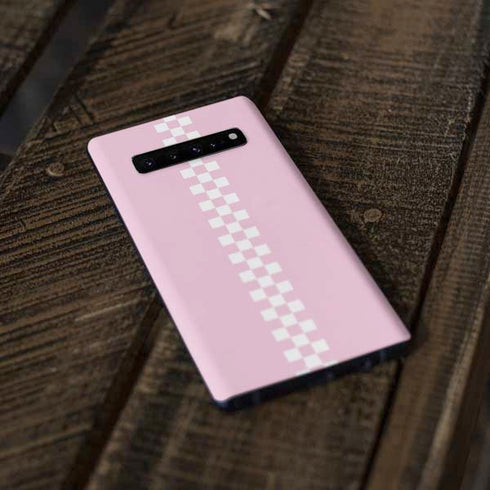 Pink Checkerboard Galaxy S10 Plus Skin