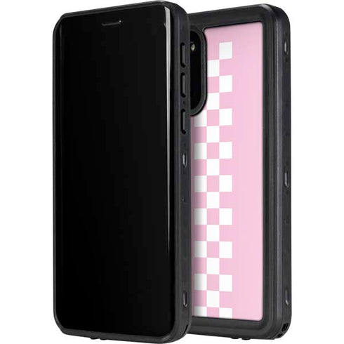 Pink Checkerboard Galaxy S20 Plus Waterproof Case