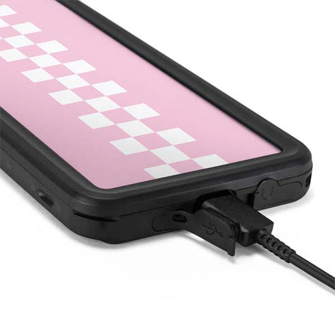 Pink Checkerboard Galaxy S20 Plus Waterproof Case