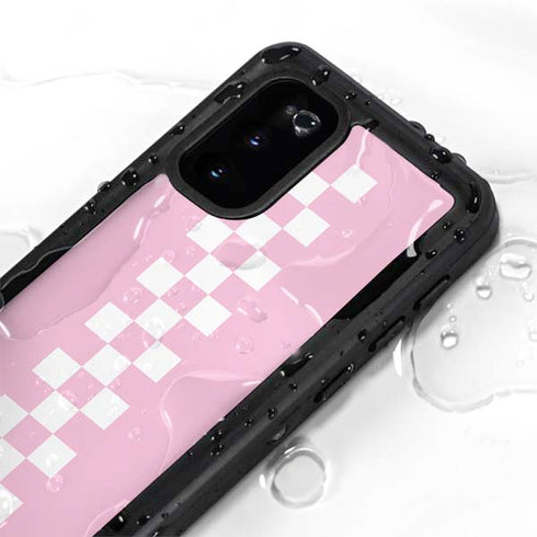 Pink Checkerboard Galaxy S20 Waterproof Case