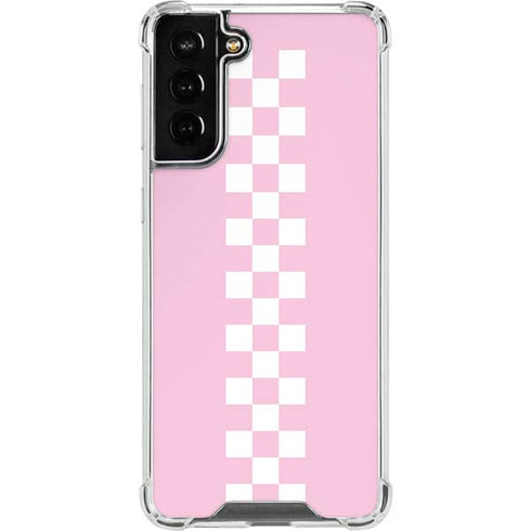 Pink Checkerboard Galaxy S21 FE Clear Case