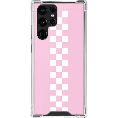 Pink Checkerboard Galaxy S22 Ultra Clear Case