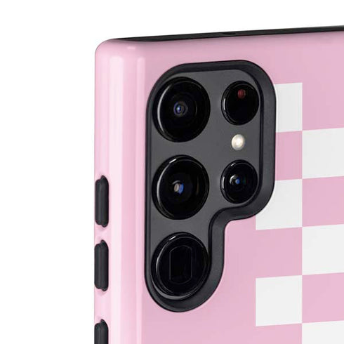 Pink Checkerboard Galaxy S22 Ultra Pro Case
