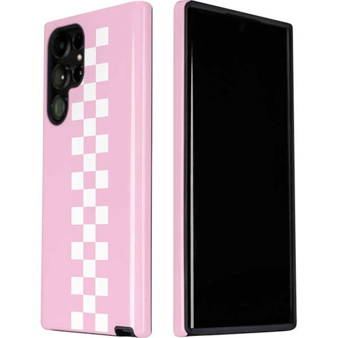 Pink Checkerboard Galaxy S22 Ultra Pro Case