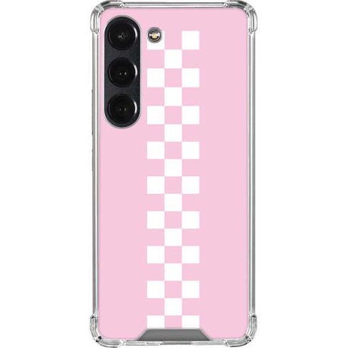 Pink Checkerboard Galaxy S23 Clear Case