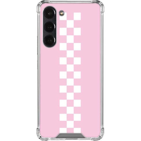 Pink Checkerboard Galaxy S23 Plus Clear Case