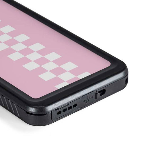 Pink Checkerboard Galaxy S23 Plus Waterproof Case