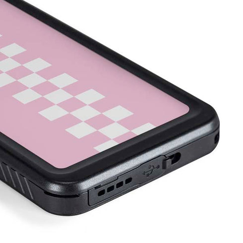 Pink Checkerboard Galaxy S23 Waterproof Case