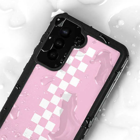 Pink Checkerboard Galaxy S23 Waterproof Case