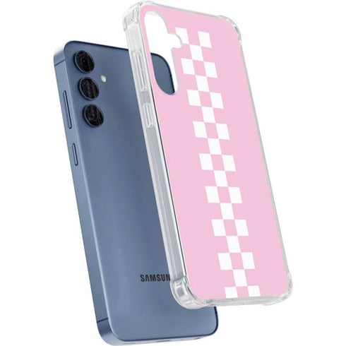 Pink Checkerboard Galaxy S24 Clear Case