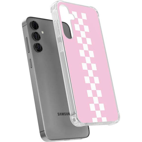 Pink Checkerboard Galaxy S24 Plus Clear Case