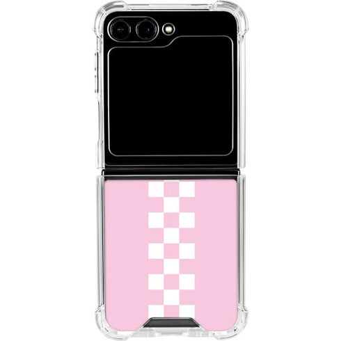Pink Checkerboard Galaxy Z Flip5 5G Clear Case