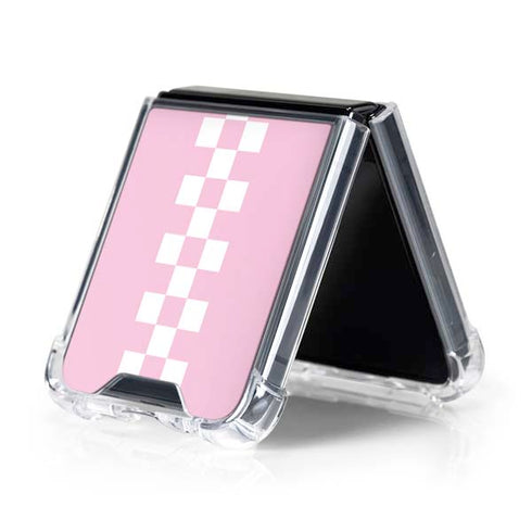 Pink Checkerboard Galaxy Z Flip5 5G Clear Case