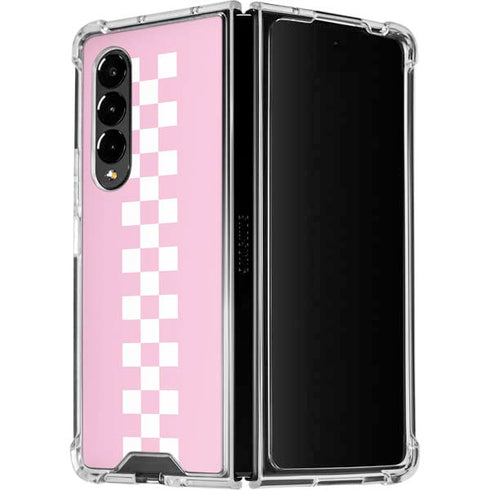 Pink Checkerboard Galaxy Z Fold4 5G Clear Case
