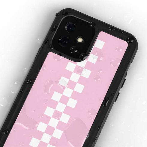 Pink Checkerboard iPhone 12 Mini Waterproof Case
