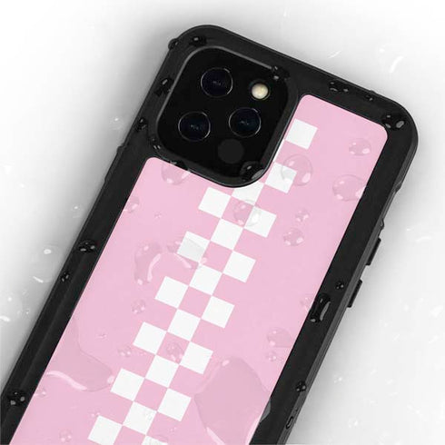 Pink Checkerboard iPhone 12 Pro Waterproof Case