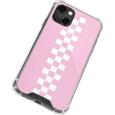 Pink Checkerboard iPhone 14 Plus Clear Case