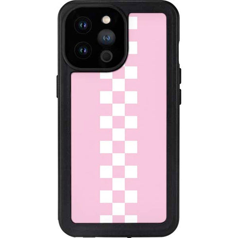 Pink Checkerboard iPhone 14 Pro Max Waterproof Case