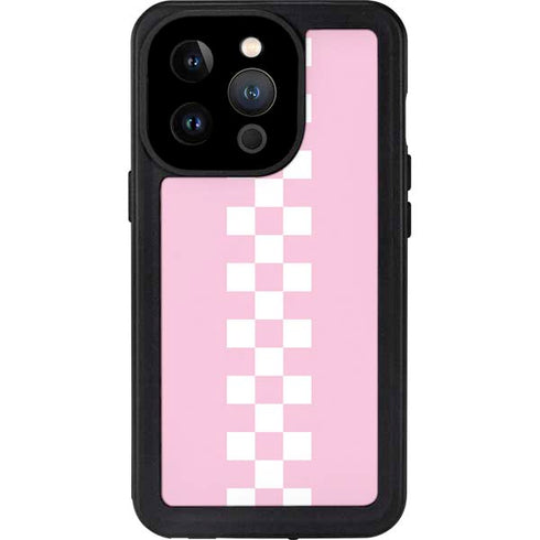 Pink Checkerboard iPhone 14 Pro Waterproof Case