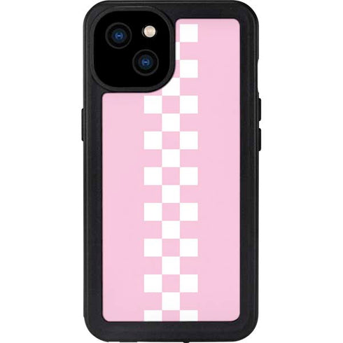 Pink Checkerboard iPhone 15 Plus Waterproof Case