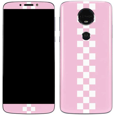 Pink Checkerboard Moto E5 Plus Skin