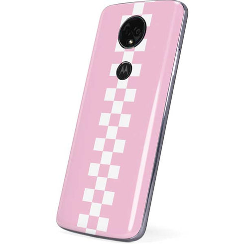 Pink Checkerboard Moto E5 Plus Skin