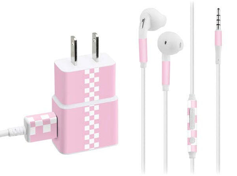 Pink Checkerboard Phone Charger Skin