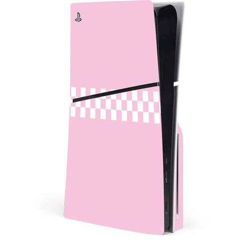 Pink Checkerboard PS5 Slim Disk Console Skin