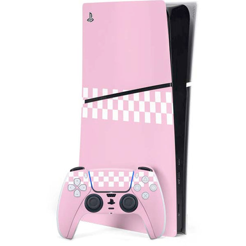 Pink Checkerboard PS5 Slim Digital Edition Console Skin